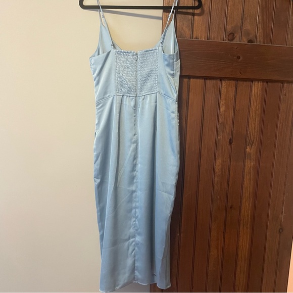 A&F Women's Satin Ruched Wrap Midi Dress - Picture 3 of 5